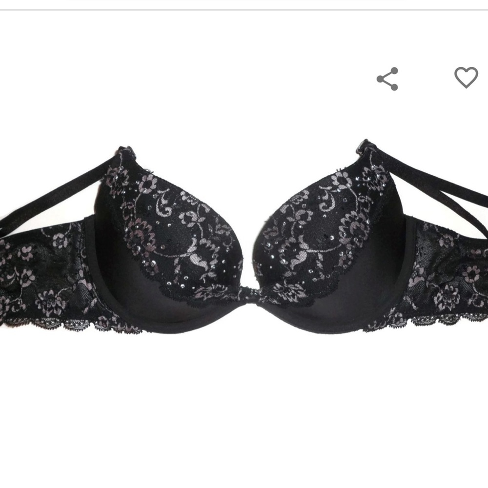 Black Jeweled Padded Demv demi-buste coussine Victorias Secret Bra 32D